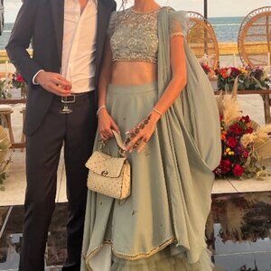 Custom Light Blue/Green Lehenga